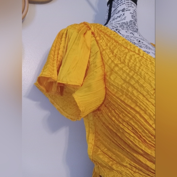 Express Satin V-Neck Flutter Sleeve Pleated Cutout Midi Dress Size S - Picture 6 of 13